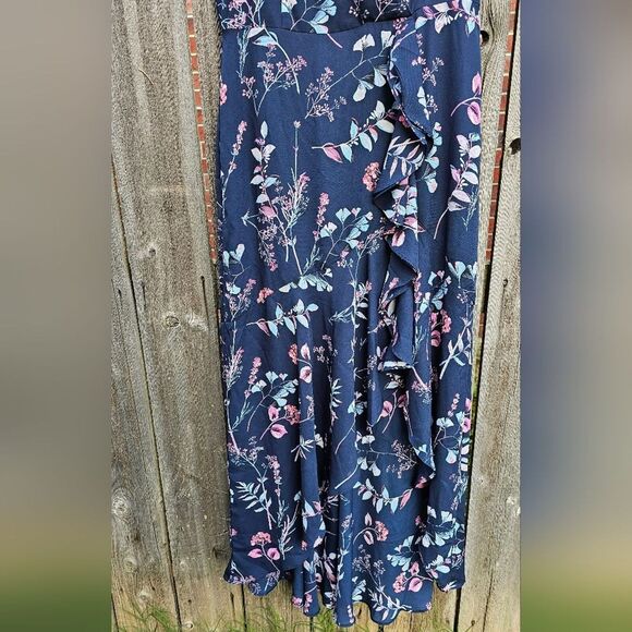 Banana Republic Navy Floral Hi-Low Maxi Dress 6 - Picture 3 of 9
